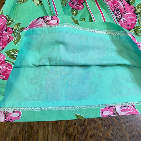 TIBI COTTON GREEN PINK FLORAL FLOWERS TIE WAIST SKIRT - Picture 13 of 15